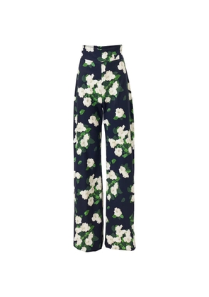 Carolina Herrera rose-print trousers - Blue