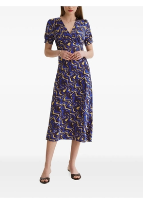 FRAMBOISE abstract-print silk midi dress - Blue