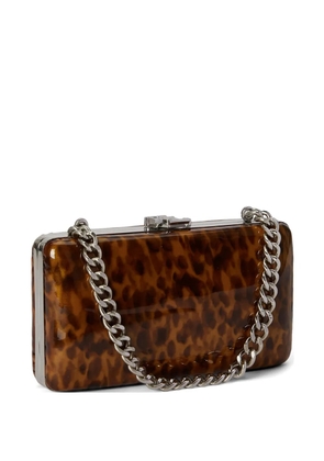 Lauren Ralph Lauren Franki tortoiseshell-print leather clutch bag - Brown