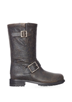 Jimmy Choo crackled leather buckle-detail boots - Black