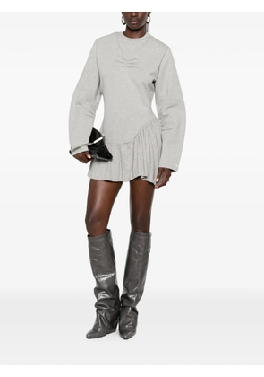The Attico pleated long-sleeve mini dress - Grey