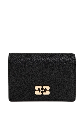 GANNI logo-plaque grained wallet - Black