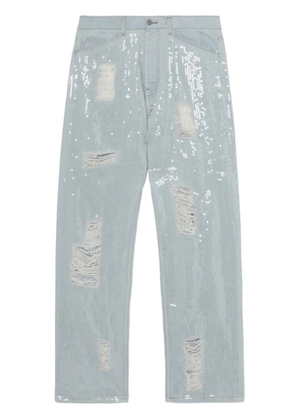 Palm Angels sequin-embellished ripped jeans - Blue