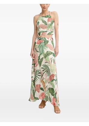 GUESS USA leaf-print wrap-style skirt - Neutrals