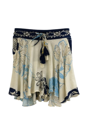 PAHIESA FORMENTERA floral-print tassel-detail shorts - Neutrals