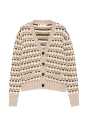 Marni geometric-pattern V-neck cardigan - Neutrals
