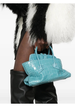 The Attico mini La Passeggiata croc-effect tote bag - Blue