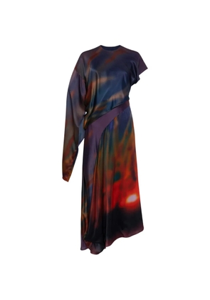 Roksanda Alia asymmetric-sleeve silk-satin maxi dress - Blue