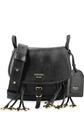 Prada fringe-detail leather shoulder bag - Black