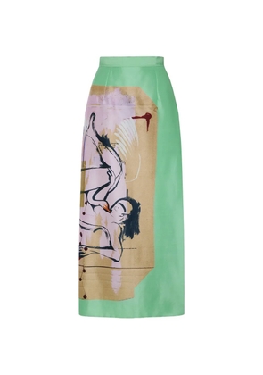 Roksanda Irma Leda Swan-print midi skirt - Green