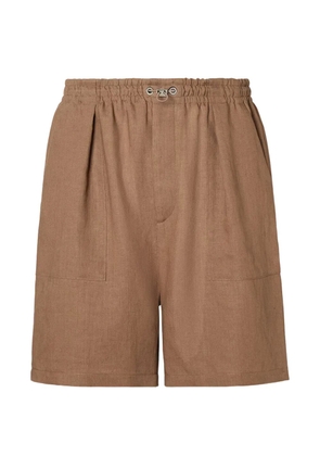 FENDI drawstring-waist linen shorts - Brown