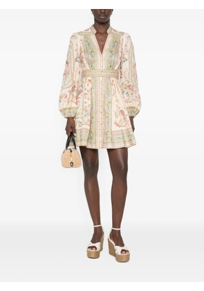 ZIMMERMANN Roselight floral-print linen mini dress - Neutrals
