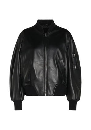 The Attico Anja zip-up leather bomber jacket - Black
