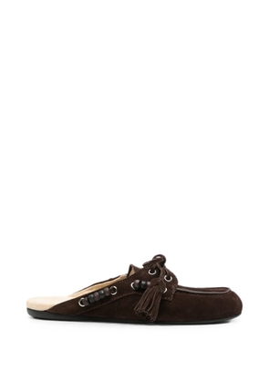 Miu Miu tassel-detail beaded mules - Brown