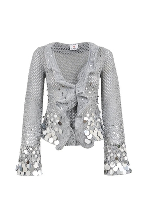 Casablanca sequin-embellished ruffled top - Grey