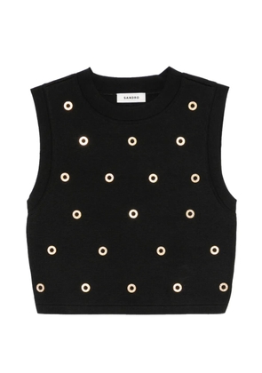 SANDRO eyelet-embellished cropped vest - Black