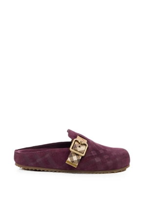 Burberry check-pattern buckle-fastening flat mules - Purple
