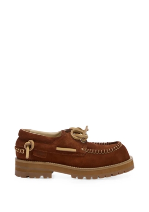 Moschino suede whipstitch-trim loafers - Brown