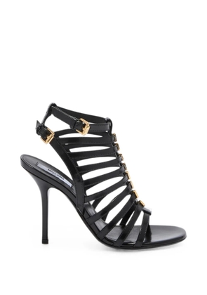 Moschino logo-lettering caged sandals - Black