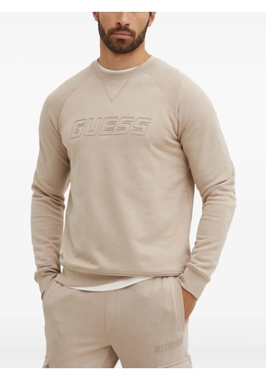 GUESS USA Aldwin logo-embossed raglan-sleeve sweater - Neutrals