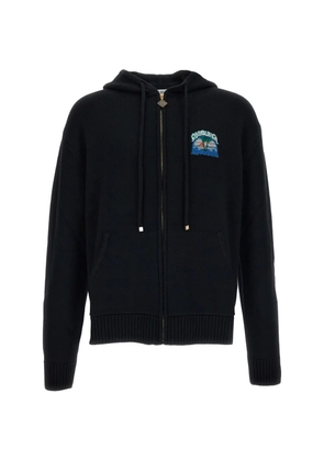 Casablanca logo-patch zip-up hoodie - Black