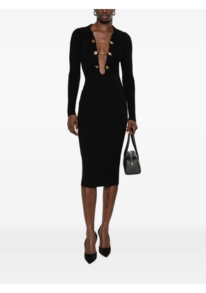 Elisabetta Franchi toggle-fastening ribbed-knit midi dress - Black