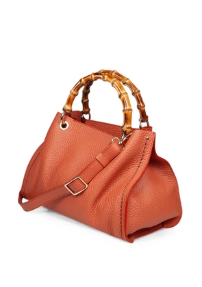 VISONA` Posillipo bamboo-handle leather tote bag - Orange