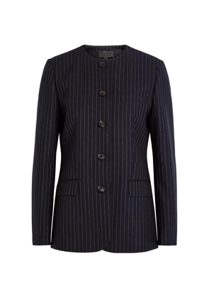 Nili Lotan pinstripe-print collarless jacket - Blue