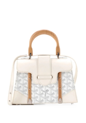 Goyard Pre-Owned Structured Saigon Top Handle Bag Coated Canvas with Leather Mini satchel - White