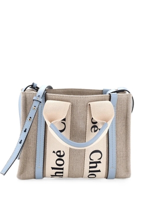 Chloé Pre-Owned Woody Convertible Canvas with Leather Small tote bag - Blue
