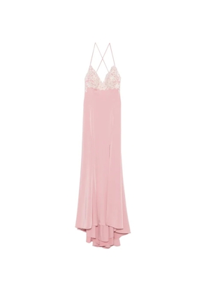 Allure lace-panelled side-slit maxi dress - Pink