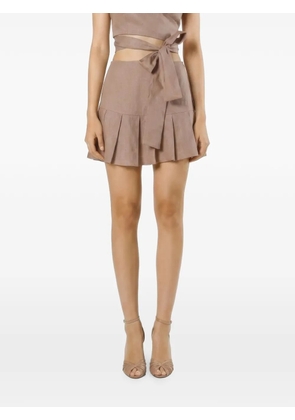 Mia Peculiar pleated linen mini skirt - Neutrals
