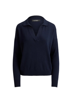 Lauren Ralph Lauren Johnny-collar embroidered-logo sweater - Blue