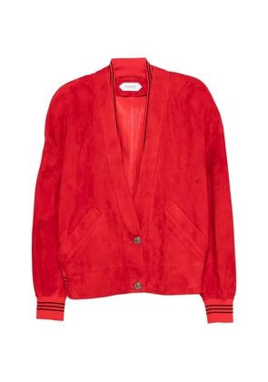 Versace suede-finish striped-trim jacket - Red