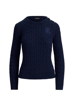 Lauren Ralph Lauren button-trim cable-knit sweater - Blue