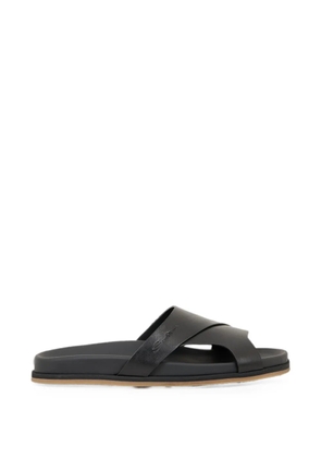 Santoni crossover leather sandals - Black