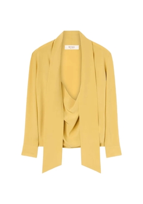 RETORI scarf-collar crepe de chine blouse - Yellow