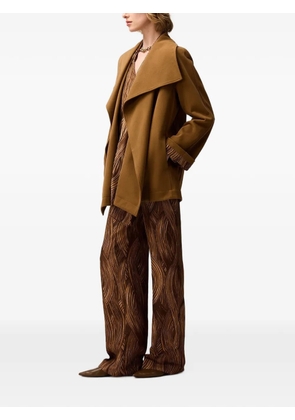 RETORI shawl-collar printed-lining jacket - Brown