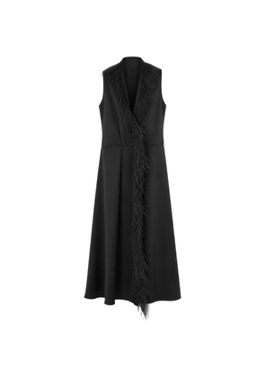 RETORI feather-trimmed midi dress - Black
