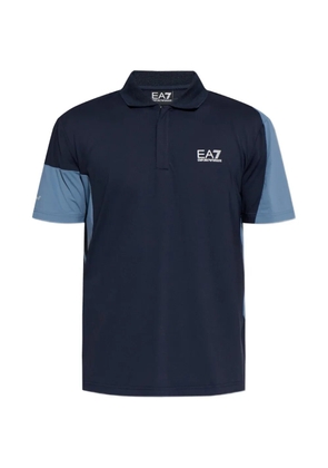 Ea7 Emporio Armani logo-print panelled polo shirt - Blue