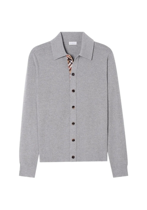 Burberry Check-trim wool cardigan - Grey