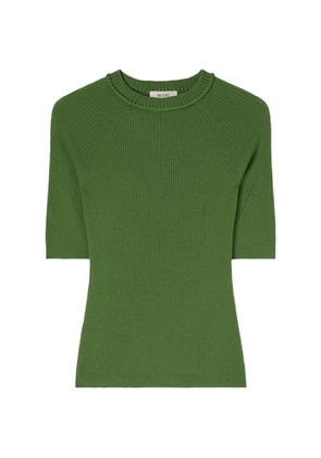 RETORI crochet-detail ribbed-knit cashmere T-shirt - Green