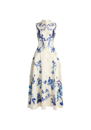 ERDEM Tattoo Toile de Jouy textured satin dress - Neutrals