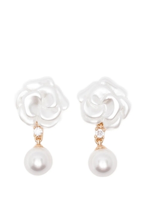 Self-Portrait flower pearl earrings - Gold