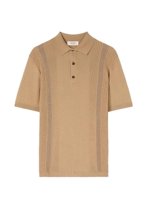 RETORI mixed-stitch knit polo shirt - Neutrals