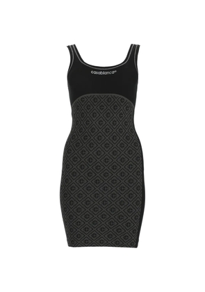 Casablanca monogram-print scoop-neck mini dress - Grey