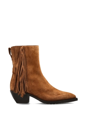 AllSaints Bazely fringe-trim suede ankle boots - Brown