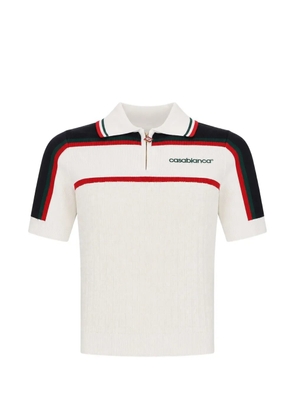 Casablanca logo-embroidered striped polo shirt - Neutrals