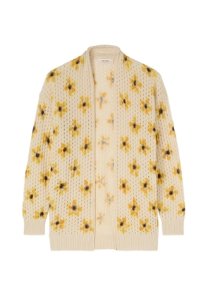 RETORI floral-print open-knit cashmere cardigan - Neutrals