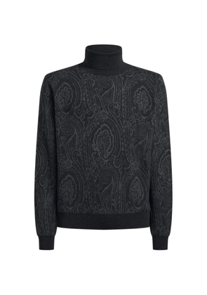 ETRO wool-blend jacquard turtleneck with arnica-motif - Black